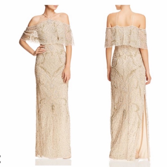 Aidan Mattox cold shoulder beaded exclusive gown - Picture 2 of 10